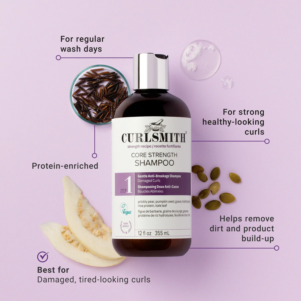 Curlsmith Core Strength Shampoo, 355ml - Image 2